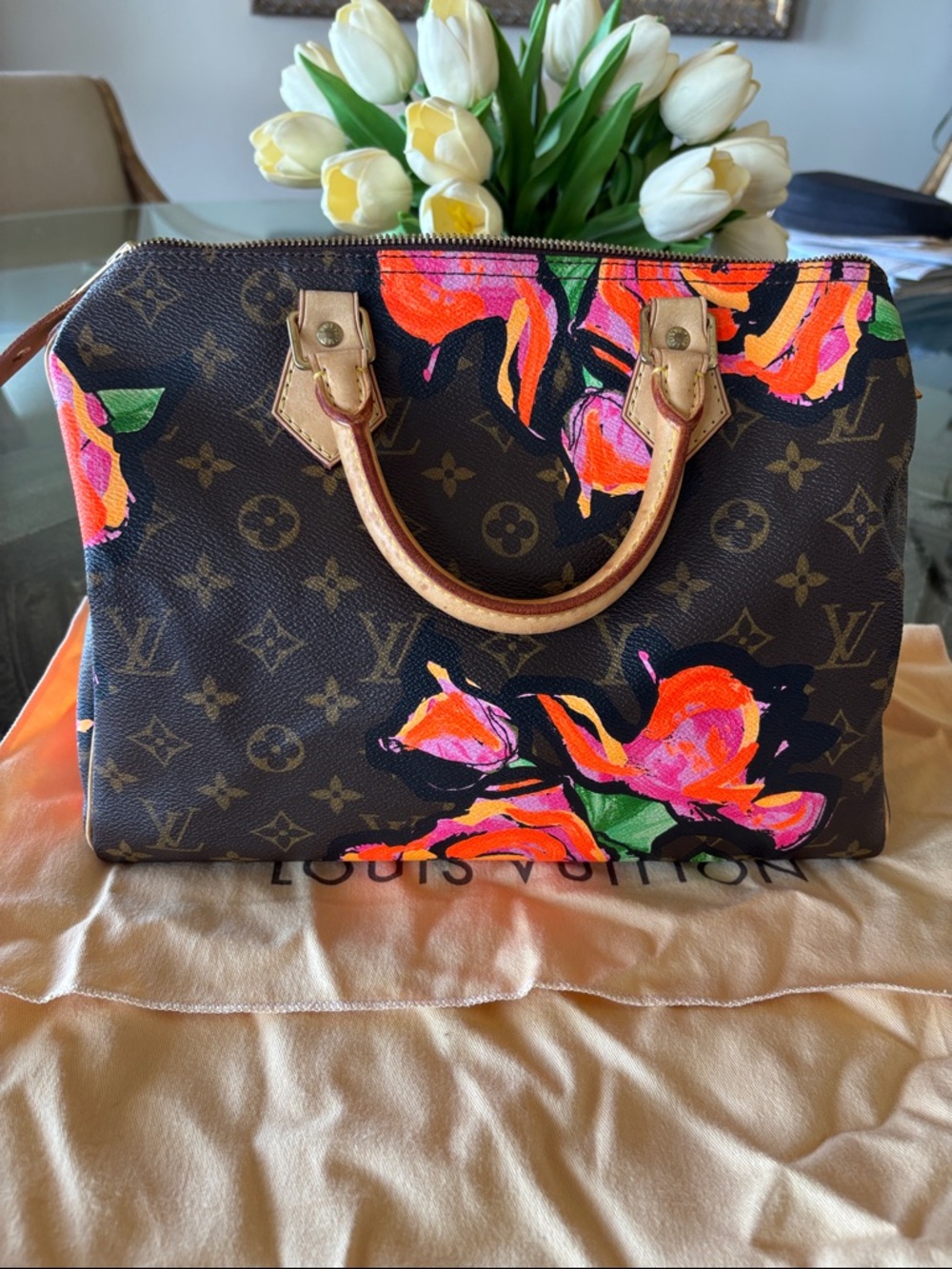 Limited edition Louis Vuitton Monogram Steven sprouse roses Speedy Handbag - Picture 2 of 8